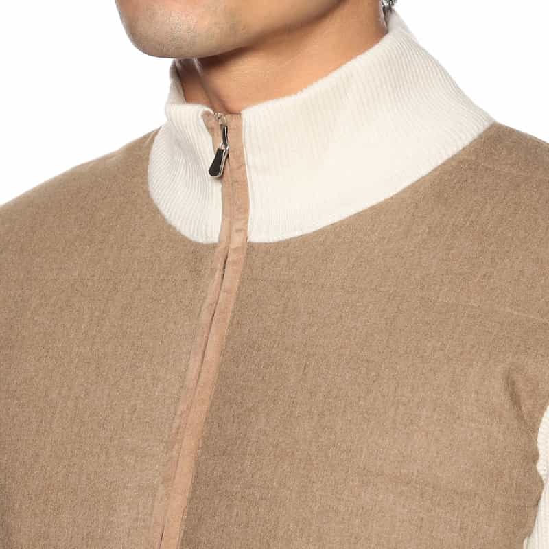 GRANSASSO コンビネーション中綿入りジップアップニットブルゾン WHITE