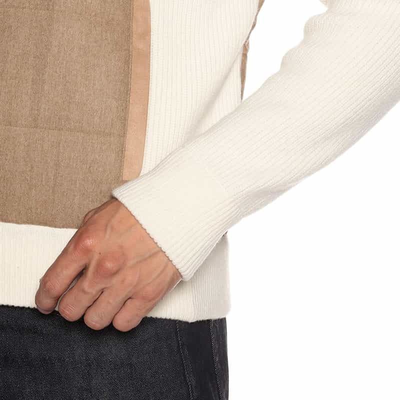 GRANSASSO コンビネーション中綿入りジップアップニットブルゾン WHITE