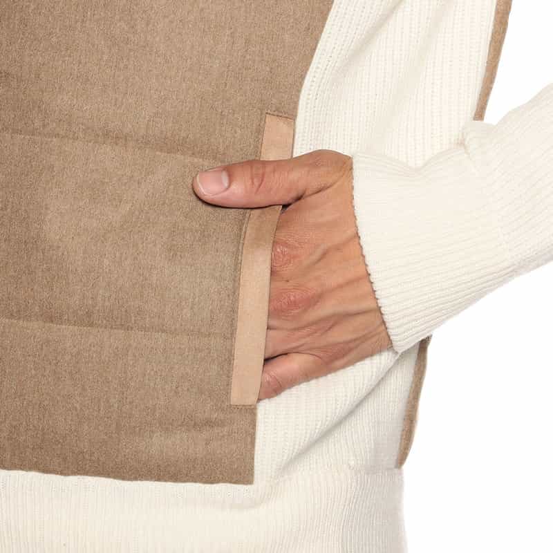 GRANSASSO コンビネーション中綿入りジップアップニットブルゾン WHITE