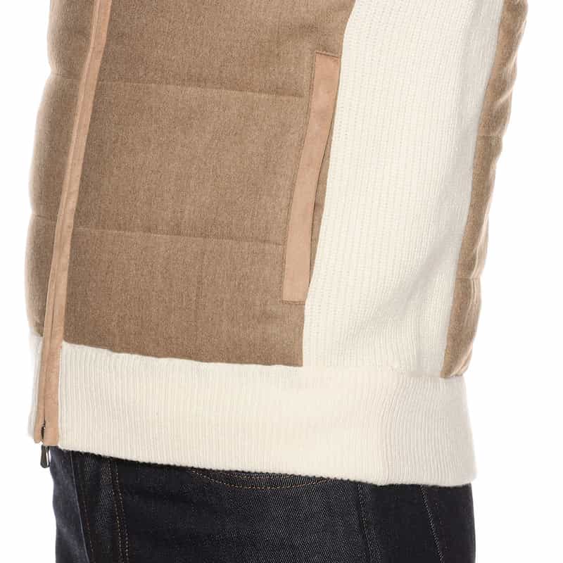 GRANSASSO コンビネーション中綿入りジップアップニットブルゾン WHITE