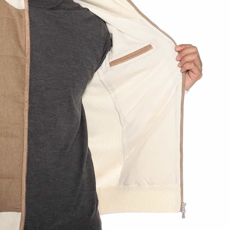 GRANSASSO コンビネーション中綿入りジップアップニットブルゾン WHITE