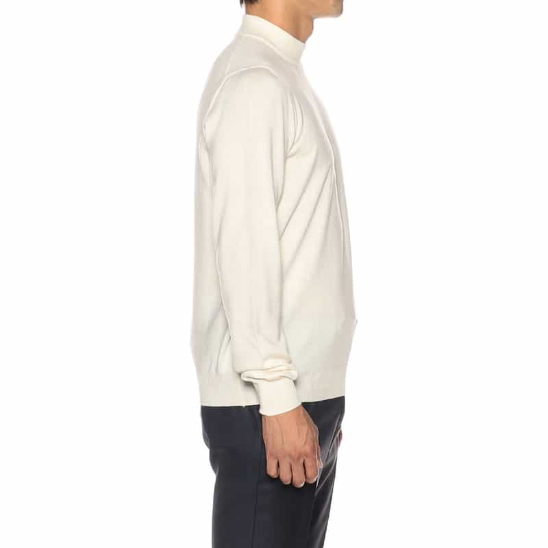 GRANSASSO ウール モックネックニットプルオーバー WHITE
