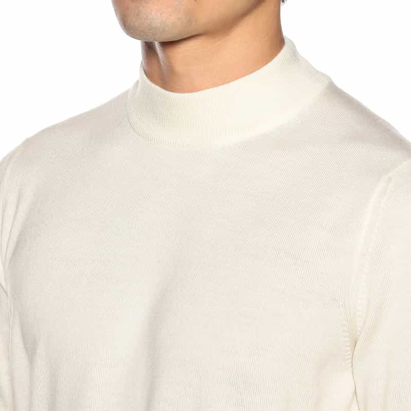 GRANSASSO ウール モックネックニットプルオーバー WHITE