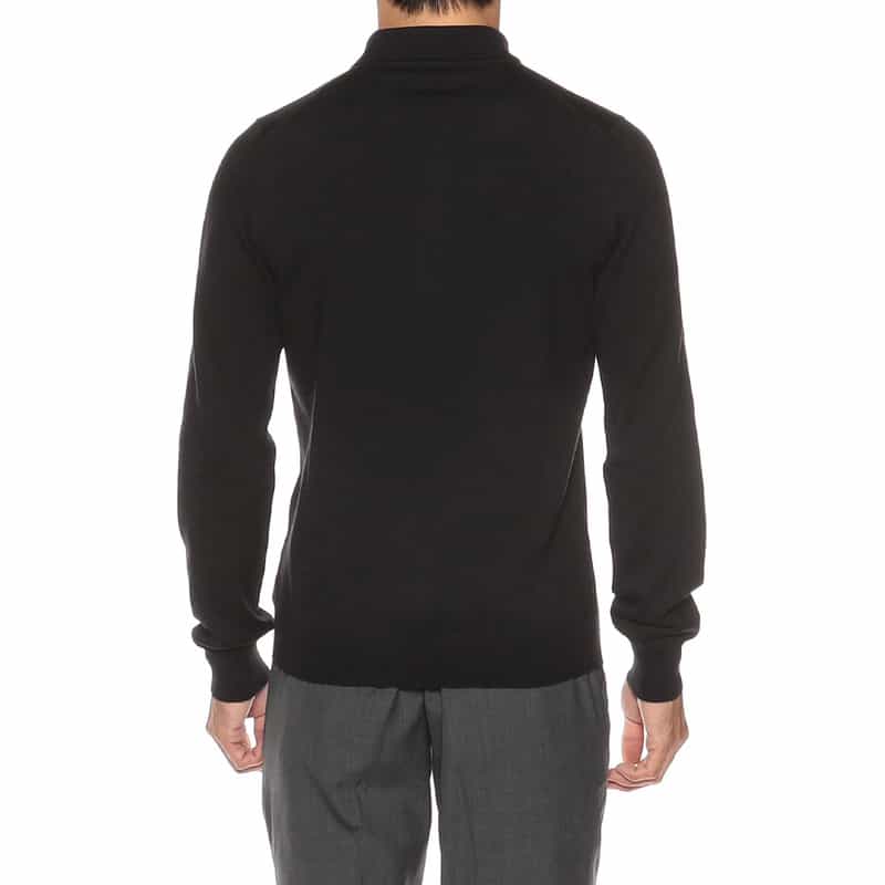 GRANSASSO ウール ニットポロシャツ BLACK