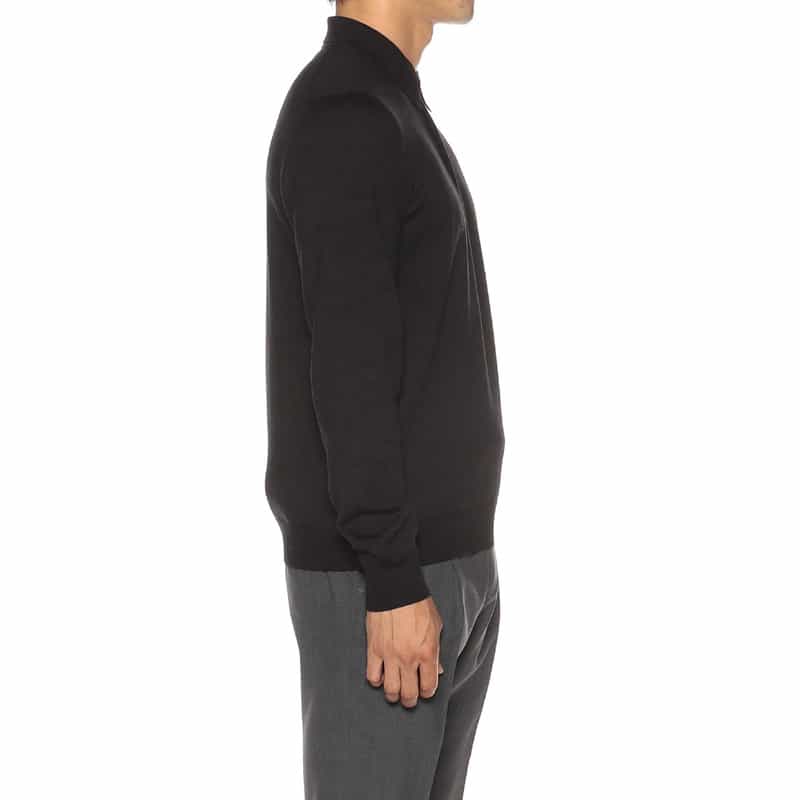 GRANSASSO ウール ニットポロシャツ BLACK
