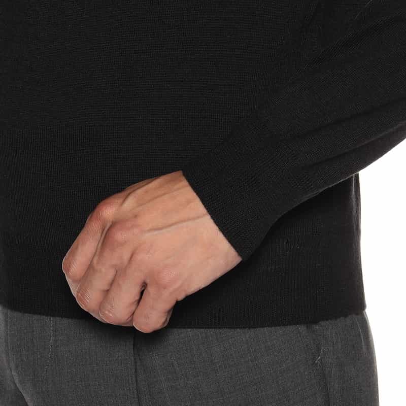 GRANSASSO ウール ニットポロシャツ BLACK