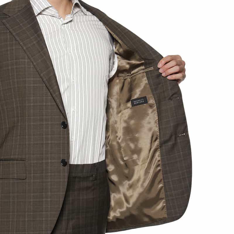 BARNEYS NEW YORK チェック柄スーツ BROWN