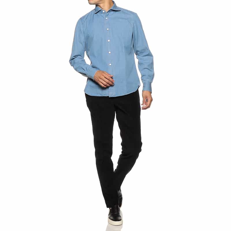 GIABSARCHIVIO コーデュロイ素材ドローストリングパンツ "MASACCIO" NAVY