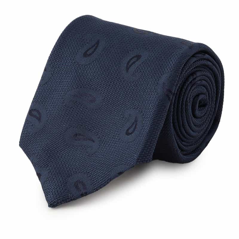 LUIGI  BORRELLI ペイズリー柄タイ NAVY