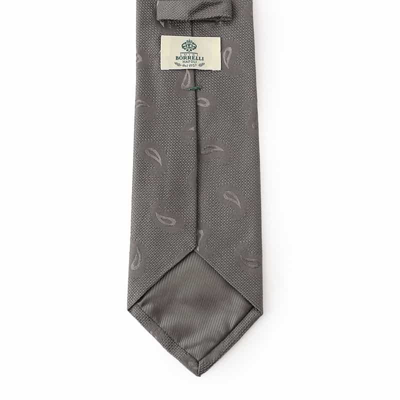 LUIGI  BORRELLI ペイズリー柄タイ GRAY