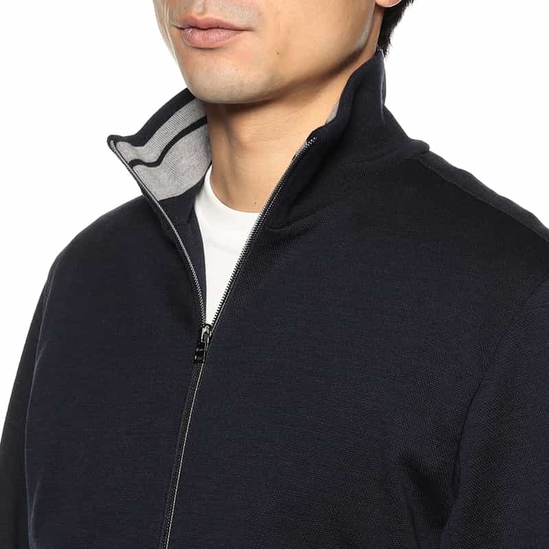 HERNO ジップアップニットブルゾン NAVY