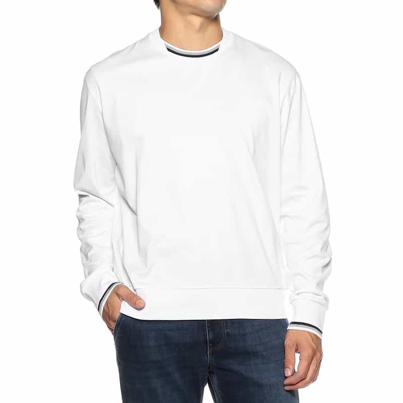 HERNO バイカラーリブ ロングスリーブTシャツ WHITE
