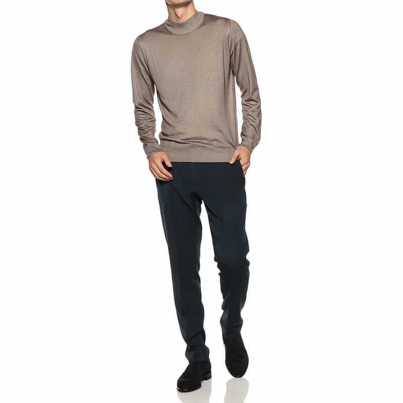 MAURO OTTAVIANI カシミヤシルク モックネック ニットプルオーバー BEIGE