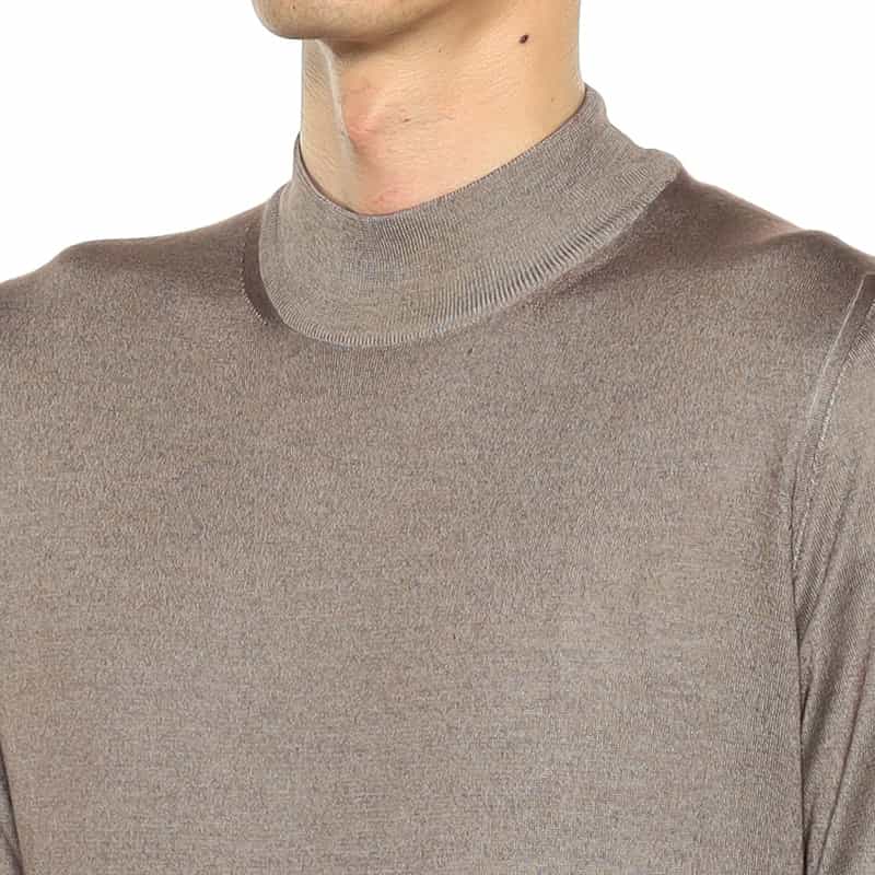 MAURO OTTAVIANI カシミヤシルク モックネック ニットプルオーバー BEIGE