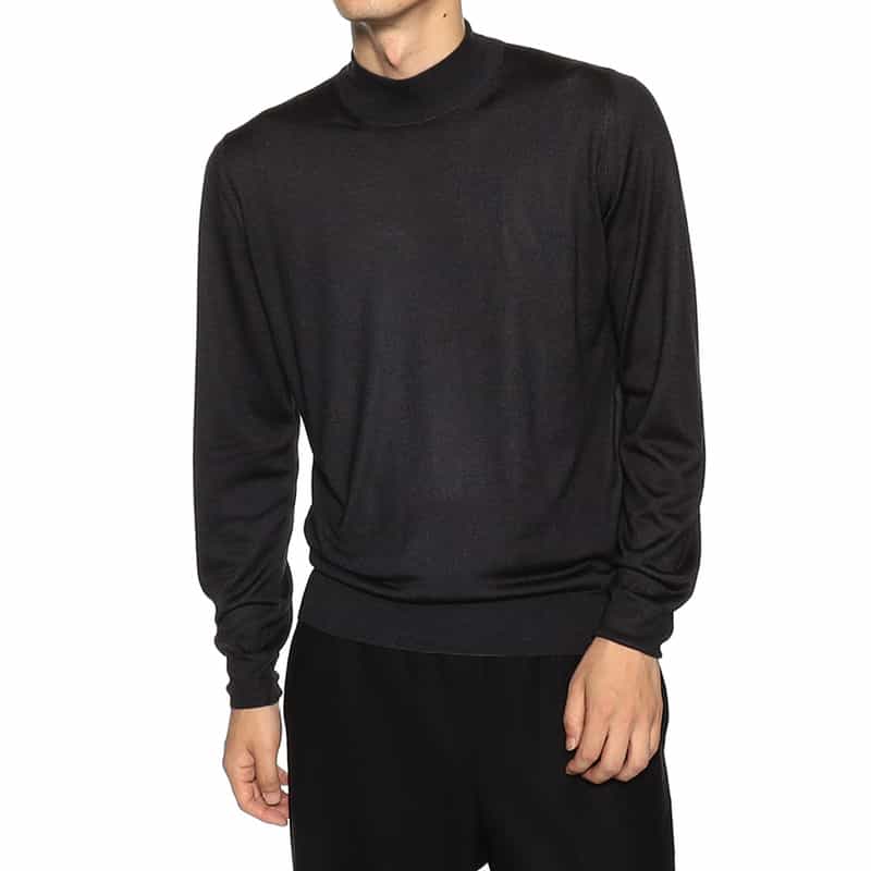 MAURO OTTAVIANI カシミヤシルク モックネック ニットプルオーバー BLACK