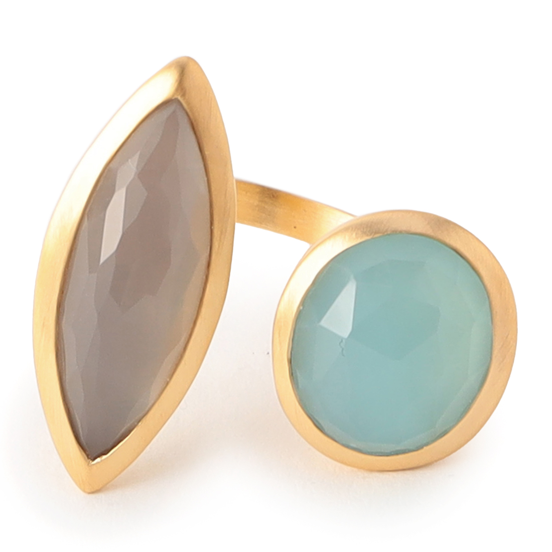 LA SOEUR＜ラ スール＞バーニーズ　ニューヨーク限定リング （グレーアゲート×シーブルーカルセドニー）