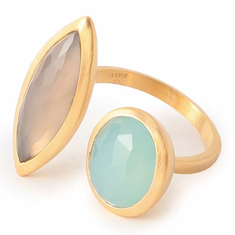 LA SOEUR LA SOEUR＜ラ スール＞バーニーズ　ニューヨーク限定リング （グレーアゲート×シーブルーカルセドニー） NONE