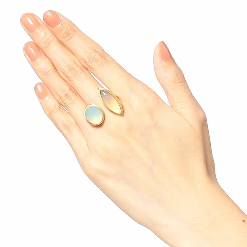 LA SOEUR LA SOEUR＜ラ スール＞バーニーズ　ニューヨーク限定リング （グレーアゲート×シーブルーカルセドニー） NONE