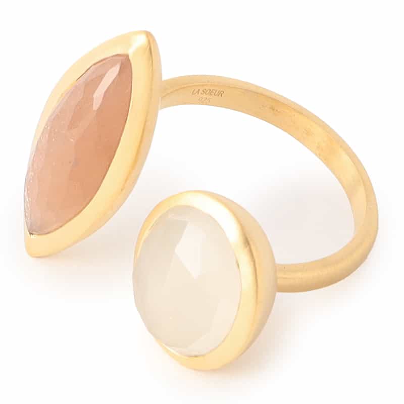 LA SOEUR LA SOEUR＜ラ スール＞バーニーズ　ニューヨーク限定リング （ピーチムーンストーン×ホワイトカルセドニー） NONE