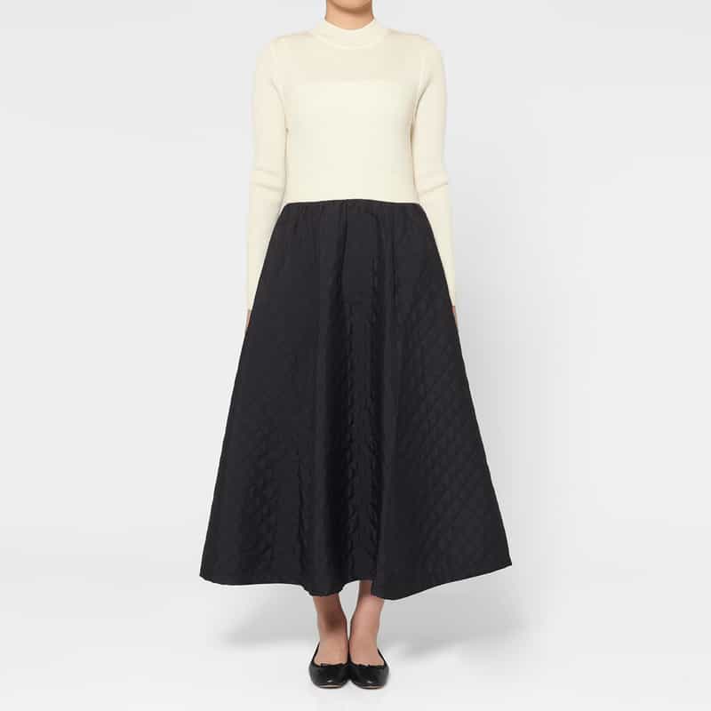 BARNEYS NEW YORK 異素材コンビネーションドレス OFF WHITE