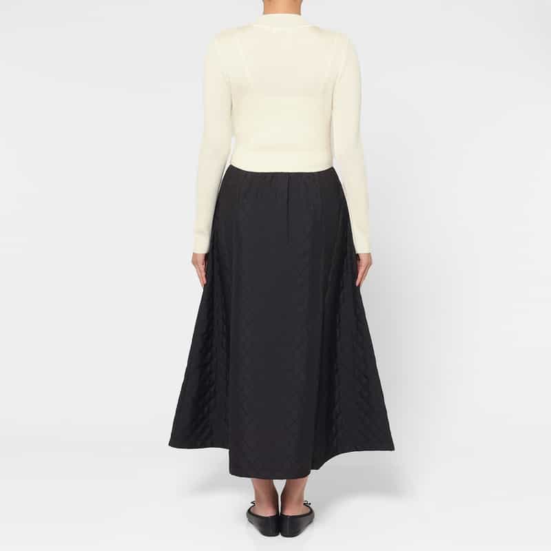 BARNEYS NEW YORK 異素材コンビネーションドレス OFF WHITE