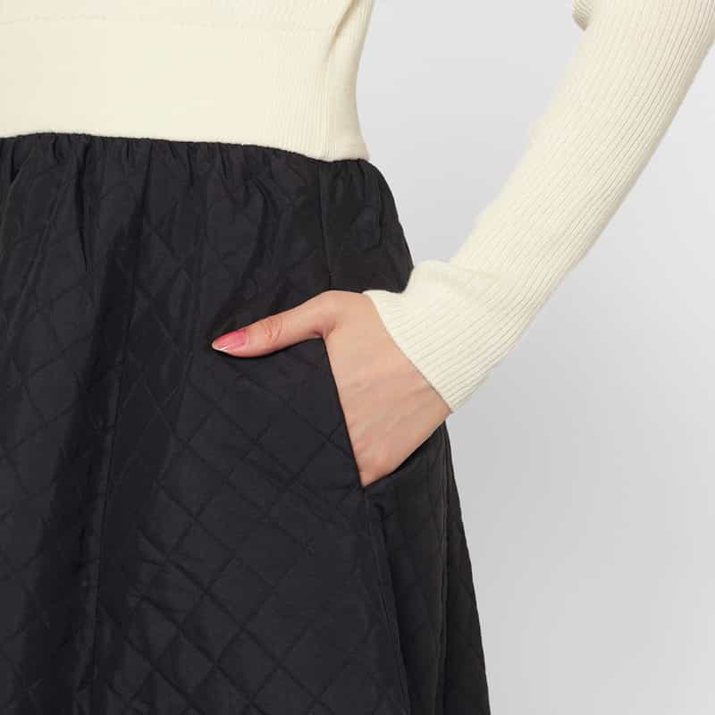 BARNEYS NEW YORK 異素材コンビネーションドレス OFF WHITE