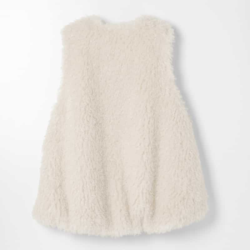 BARNEYS NEW YORK フェイクファー バルーンシルエットショートジレ OFF WHITE
