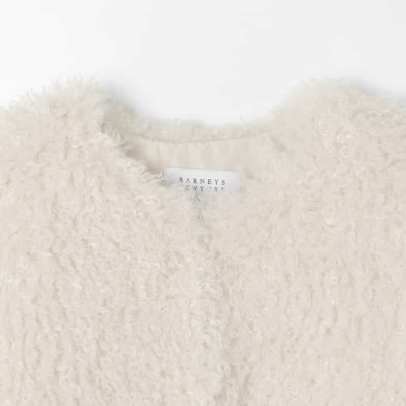 BARNEYS NEW YORK フェイクファー バルーンシルエットショートジレ OFF WHITE