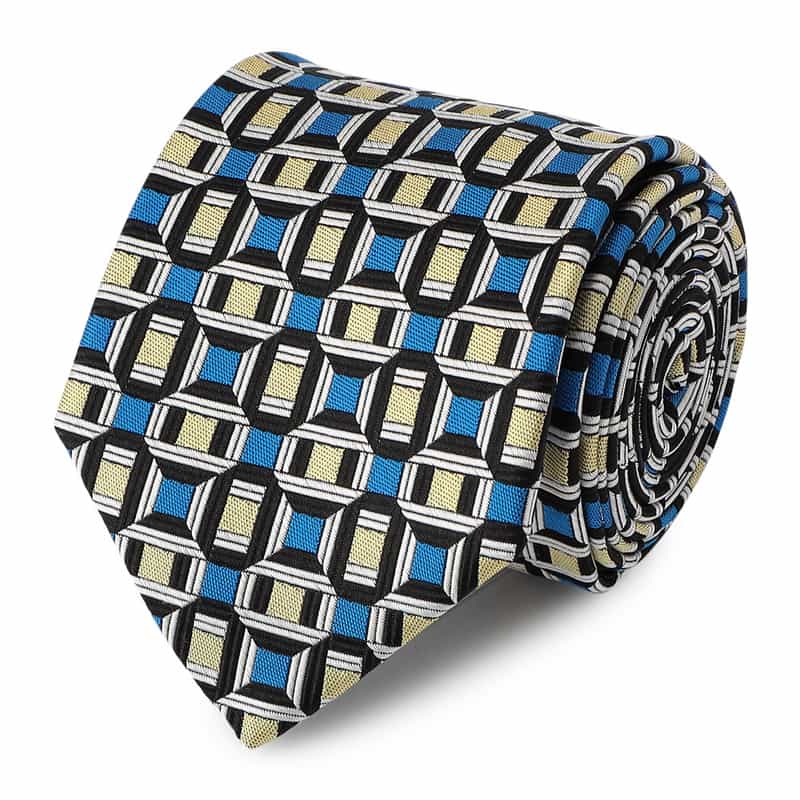 BARNEYS NEW YORK 幾何学柄タイ BLUE