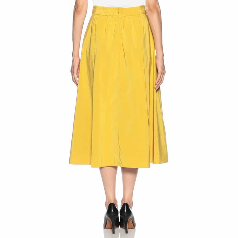 BARNEYS NEW YORK ウォッシャブル タックフレアスカート YELLOW