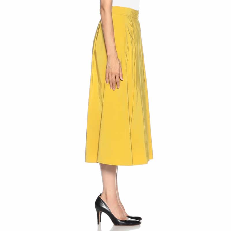 BARNEYS NEW YORK ウォッシャブル タックフレアスカート YELLOW