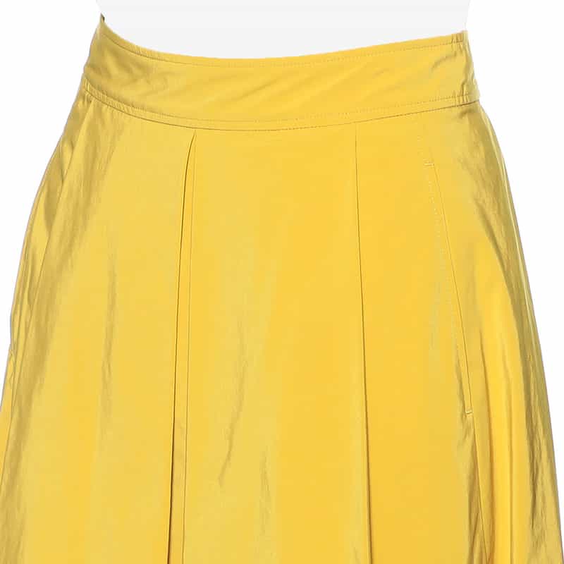 BARNEYS NEW YORK ウォッシャブル タックフレアスカート YELLOW