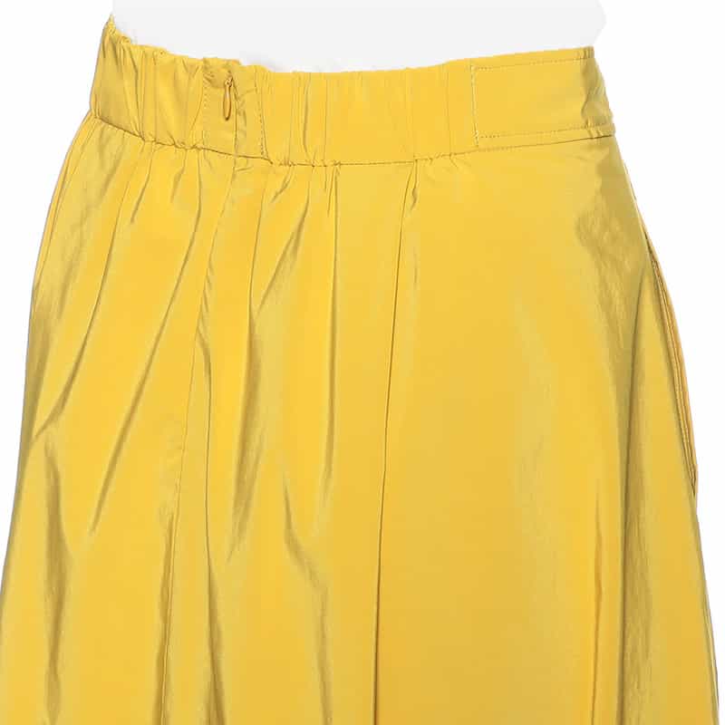 BARNEYS NEW YORK ウォッシャブル タックフレアスカート YELLOW
