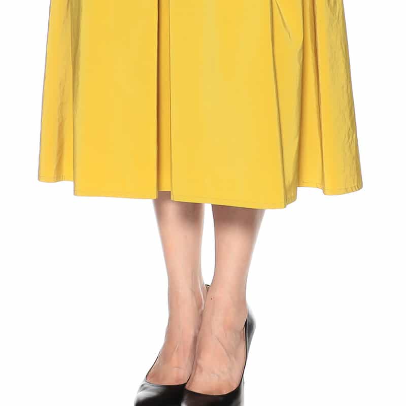 BARNEYS NEW YORK ウォッシャブル タックフレアスカート YELLOW