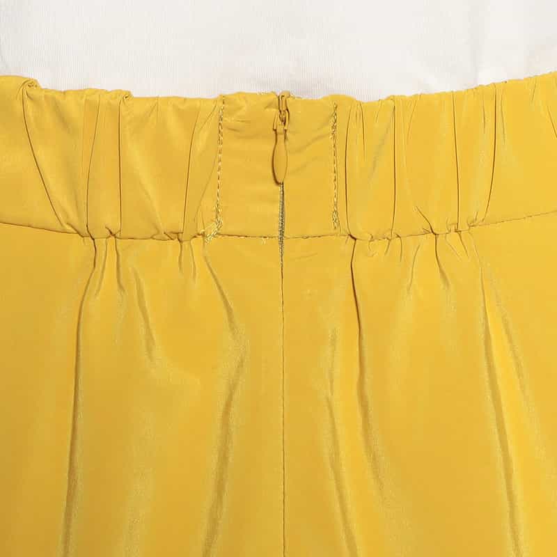 BARNEYS NEW YORK ウォッシャブル タックフレアスカート YELLOW