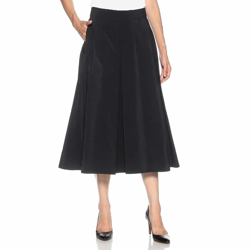 BARNEYS NEW YORK ウォッシャブル タックフレアスカート BLACK