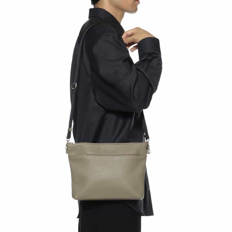 BARNEYS NEW YORK 2WAYレザーミニショルダーバッグ GRAY BEIGE