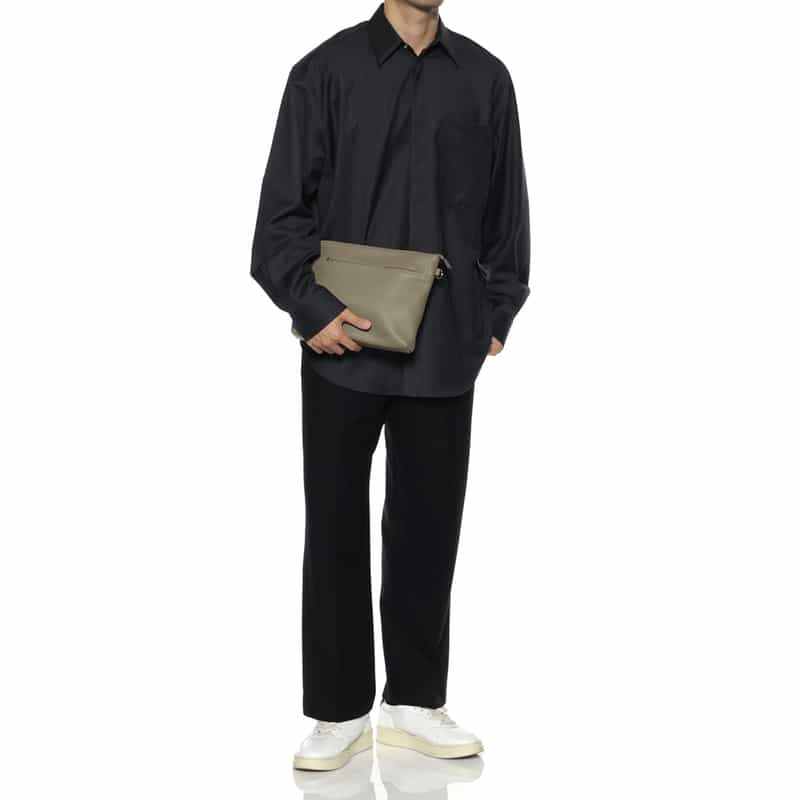 BARNEYS NEW YORK 2WAYレザーミニショルダーバッグ GRAY BEIGE