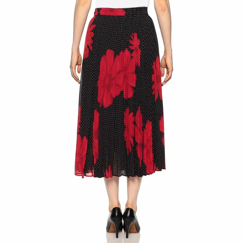 CORCOVADO 限定プリント シフォン素材プリーツスカート RED