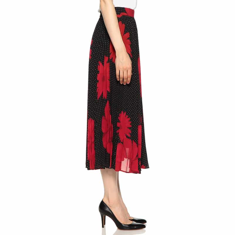 CORCOVADO 限定プリント シフォン素材プリーツスカート RED