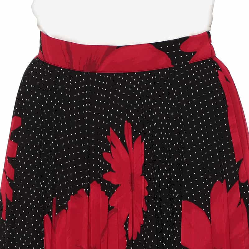 CORCOVADO 限定プリント シフォン素材プリーツスカート RED