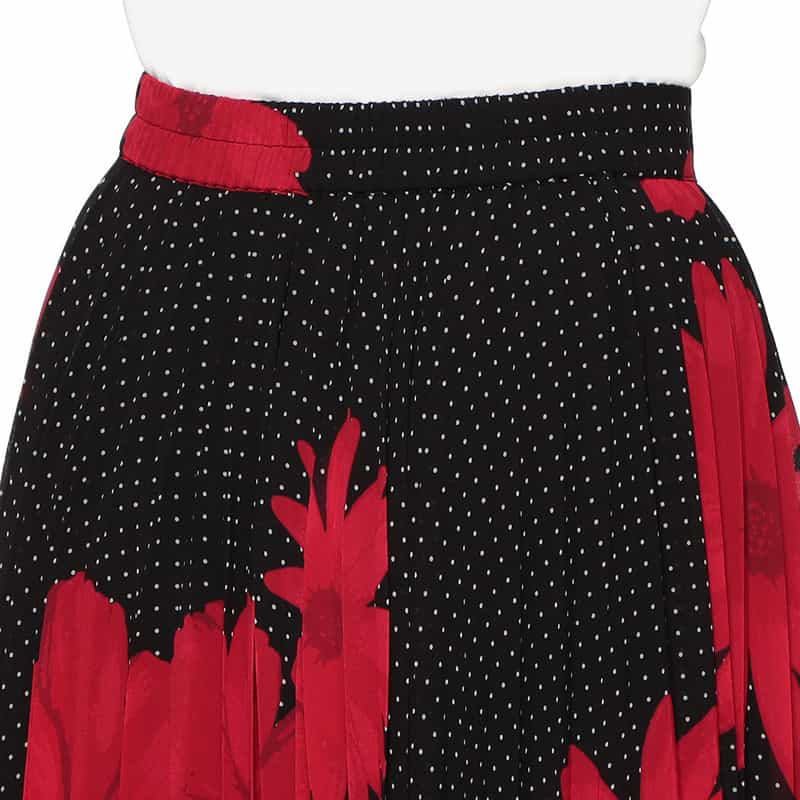 CORCOVADO 限定プリント シフォン素材プリーツスカート RED