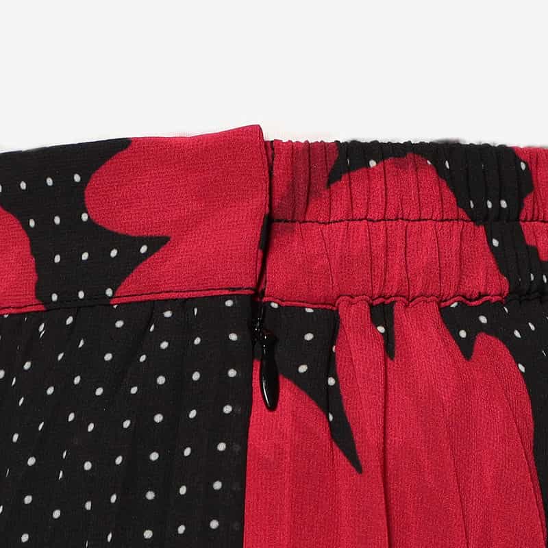 CORCOVADO 限定プリント シフォン素材プリーツスカート RED