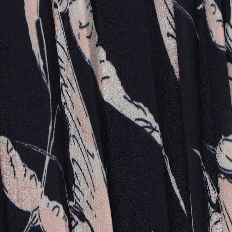 CORCOVADO 限定プリント シフォン素材プリーツスカート BLACK