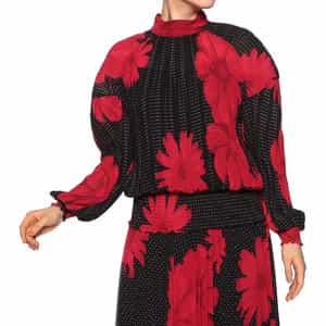 限定プリント シフォン素材プリーツブラウス