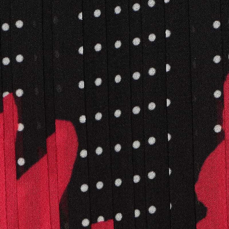 CORCOVADO 限定プリント シフォン素材プリーツブラウス RED