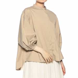 ウォッシャブル 異素材コンビネーション バックフレア ブラウス