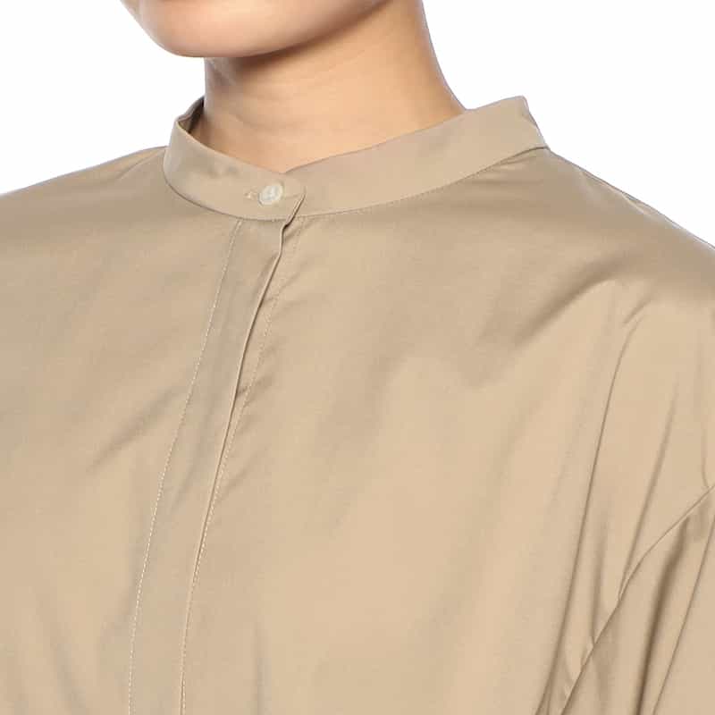 BARNEYS NEW YORK ウォッシャブル 異素材コンビネーション バックフレア ブラウス BEIGE