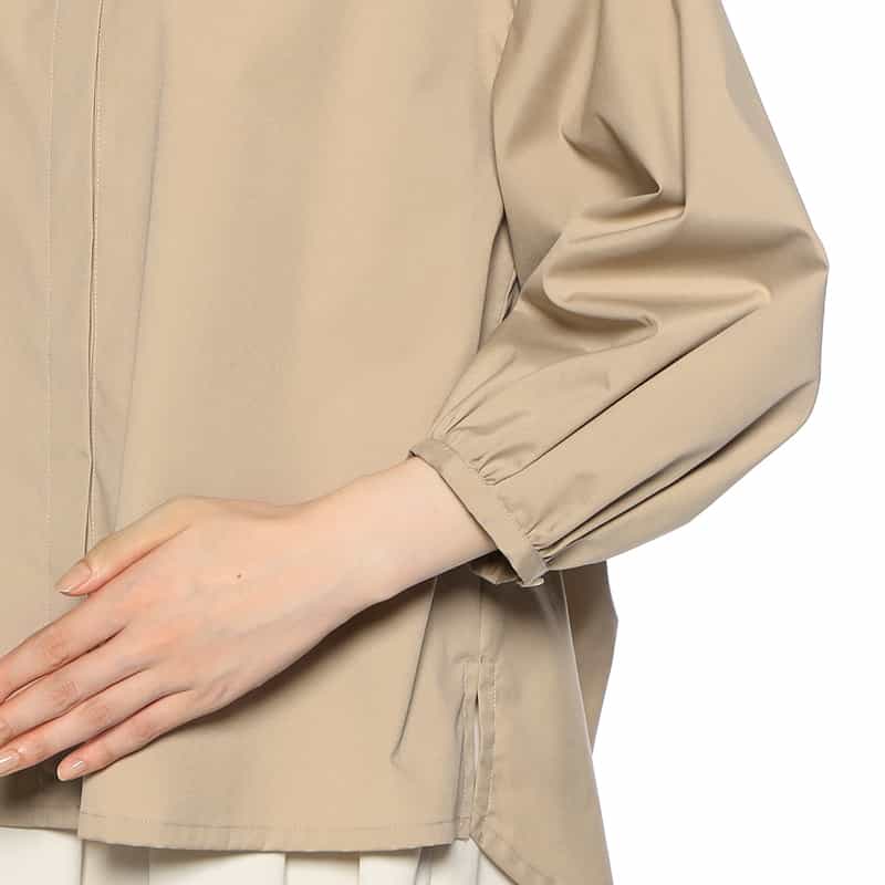 BARNEYS NEW YORK ウォッシャブル 異素材コンビネーション バックフレア ブラウス BEIGE