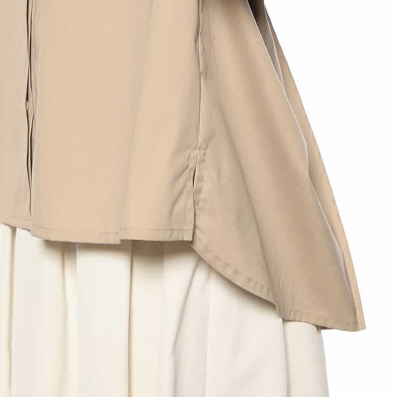 BARNEYS NEW YORK ウォッシャブル 異素材コンビネーション バックフレア ブラウス BEIGE